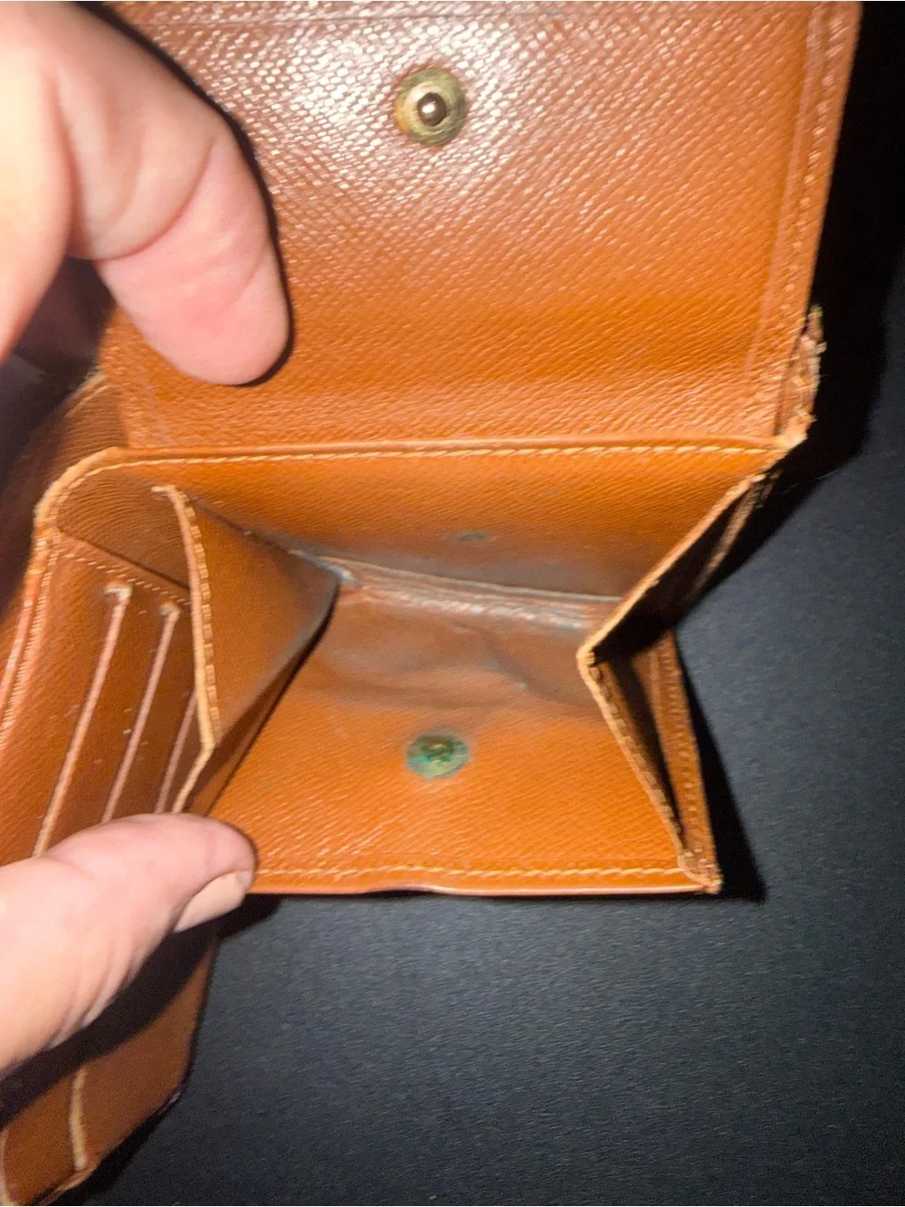 Louis Vuitton Brown Monogram Money wallet with Tan Trim